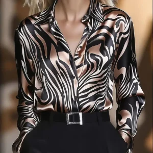 Chemise femme imprimée col V | Élégante & confortable