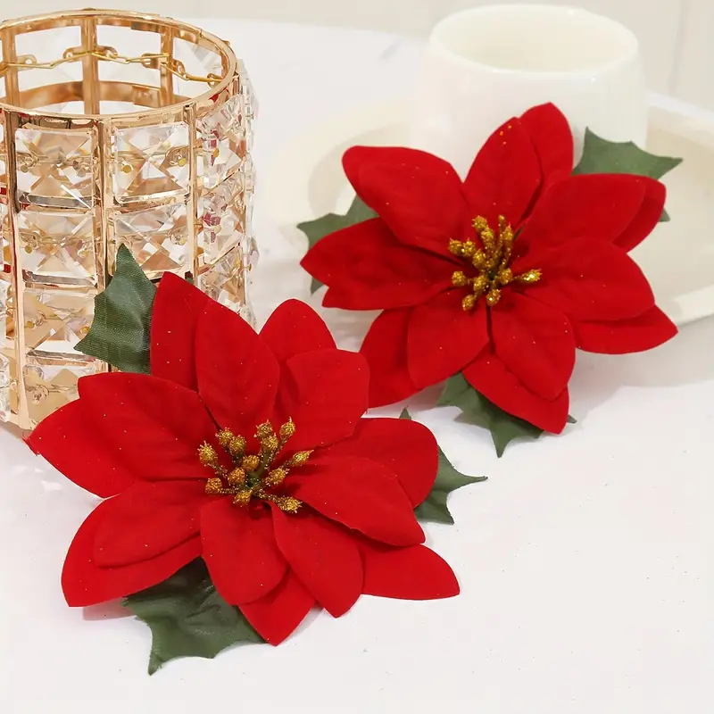 Fleur de Noel Feuille Rouge 10 pèces – Image 4