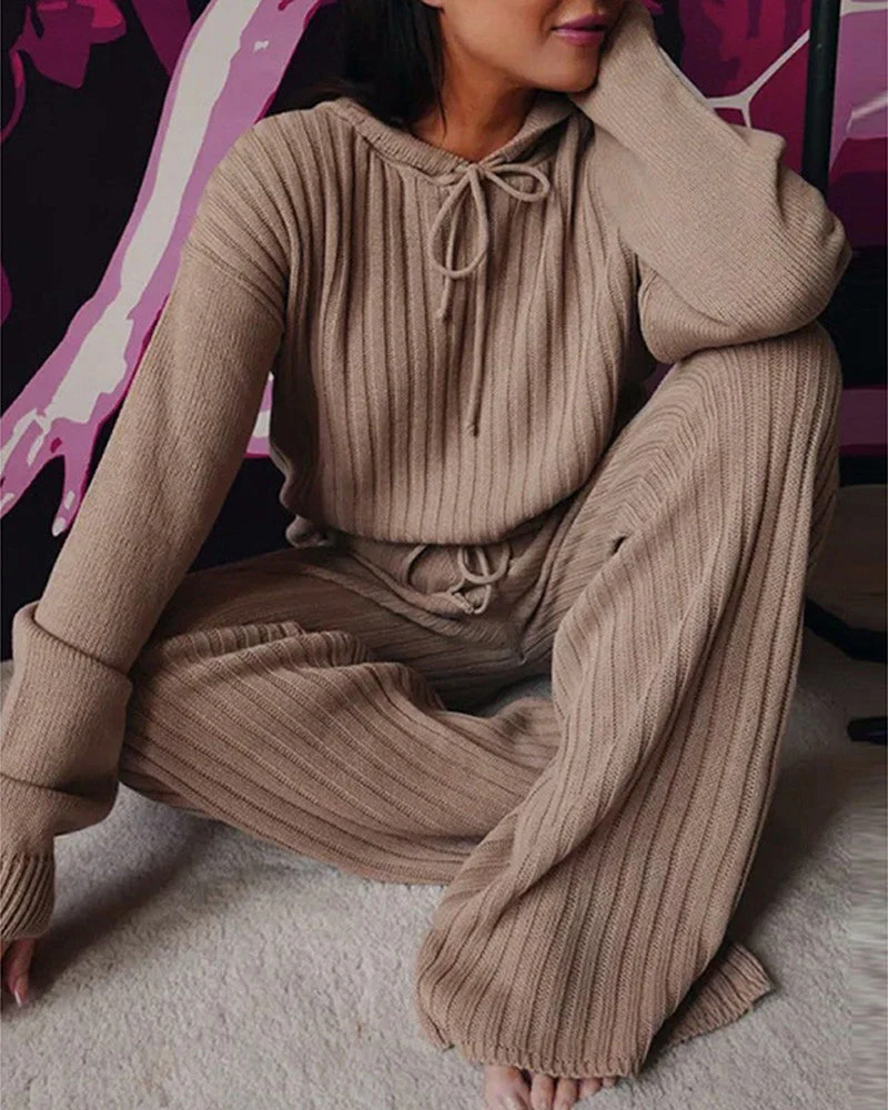 Ensemble Pull et Pantalon en Maille Côtelée | Confortable et Tendance | Look Décontracté – Image 4