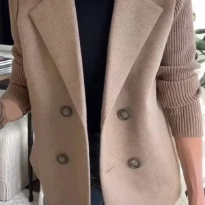 Manteau décontracté femme à manches patchwork – Avec poches