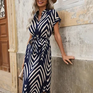 Fernandina - Robe rayée en tissu léger et respirant