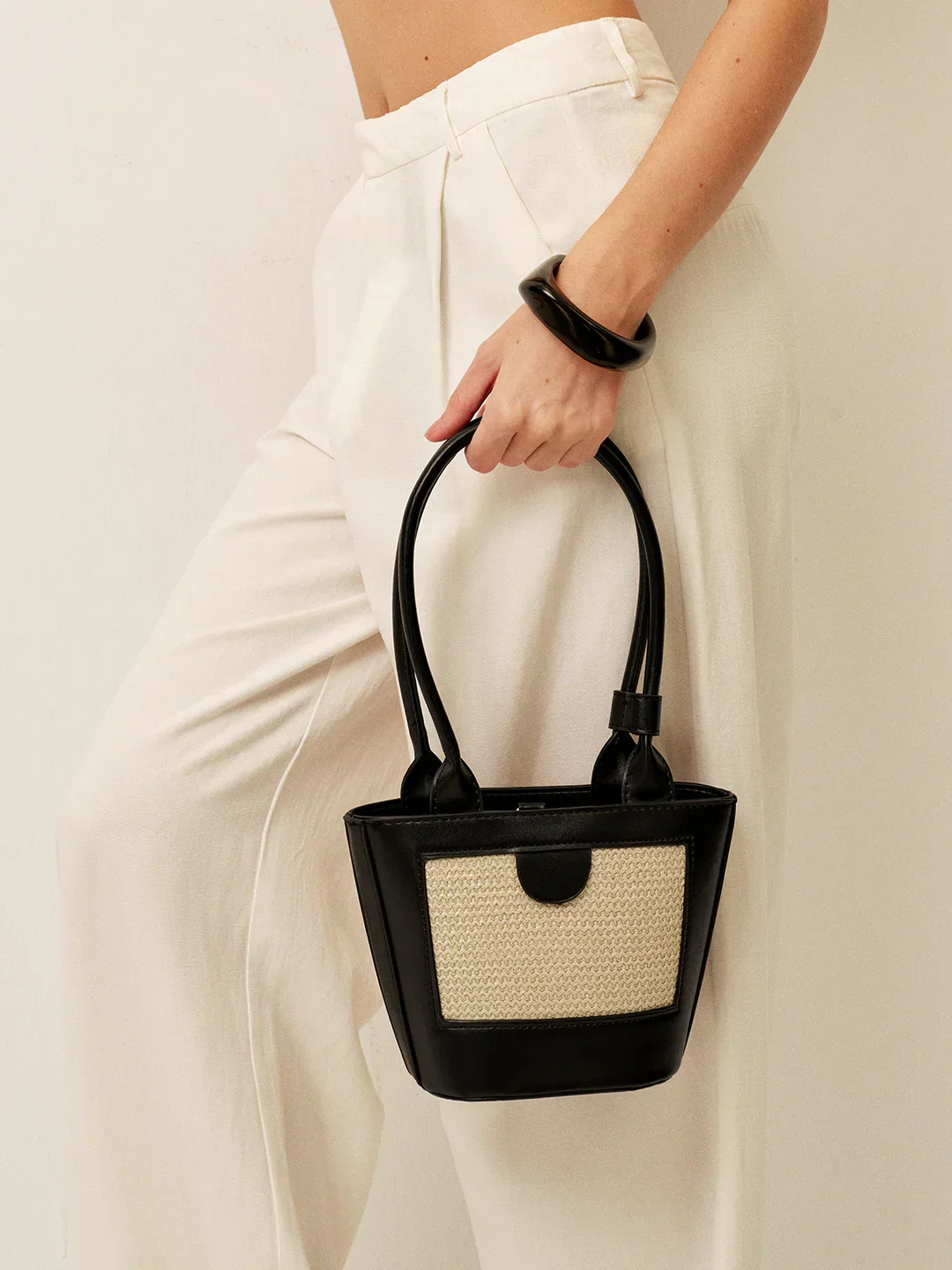Sac fourre-tout à panneaux tissés bicolores – Image 3