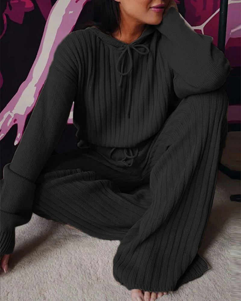 Ensemble Pull et Pantalon en Maille Côtelée | Confortable et Tendance | Look Décontracté – Image 5