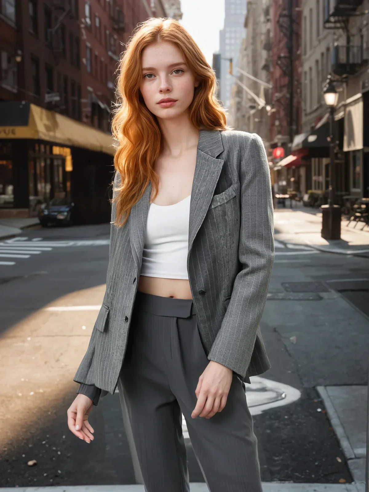 Blazer oversize à revers et rayures en laine mélangée – Image 5