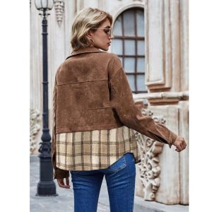 Veste en Suédine | Dos à Carreaux | Coupe Décontractée