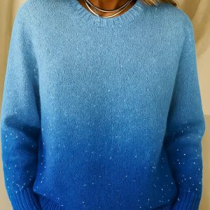 Pull en tricot dégradé ombré pour femme doux et élégant