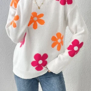 Julia - Pull en maille à imprimé floral