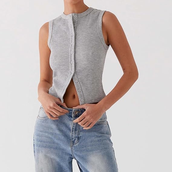 Hildy - Haut boutonné sans manches pour femmes – Image 4