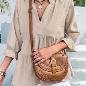 Sienna - Blouse décontractée à manches mi-longues et volants