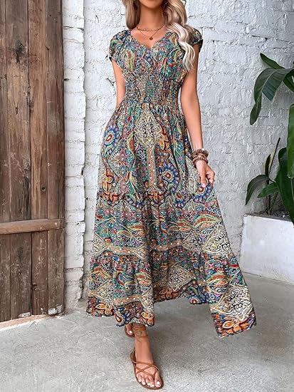 Ardella - Robe longue élégante avec col en V