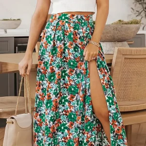 Doreen - Jupe à motif fleuri et fente latérale