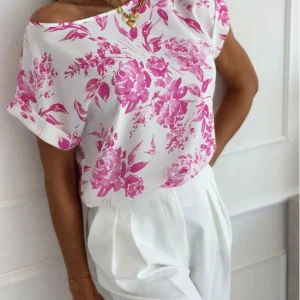 Araceli - Blouse chic à manches courtes retroussées