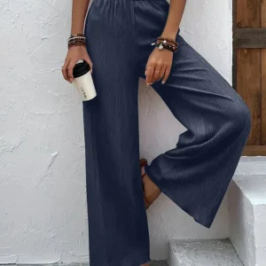 Karol - Pantalon taille haute à jambe large pleine taille