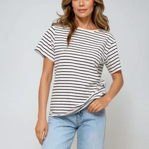 T-shirt rayé à col rond