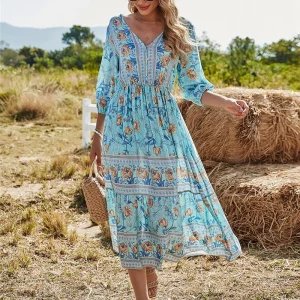 Eleanor - Elegantes Bohemienkleid mit Blumenmuster für Damen