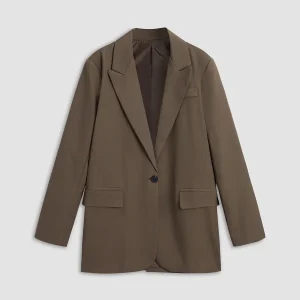 Blazer oversize uni à simple boutonnage