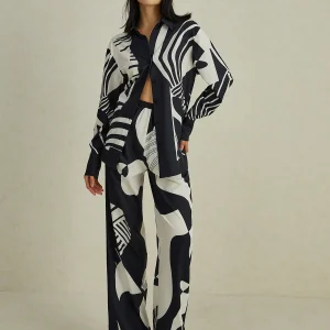 Ensemble pantalon large à imprimé irrégulier