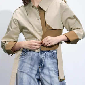 Veste Courte Color-Block | Beige et Camel | Style Urbain