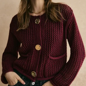 Cardigan boutonné rétro creux