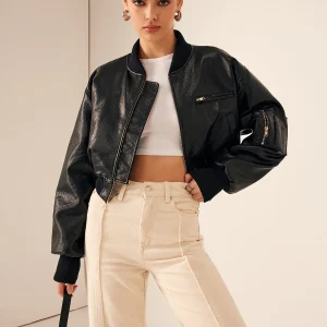 Veste Oversize en Similicuir Noir | Élégance Urbaine | Coupe Moderne