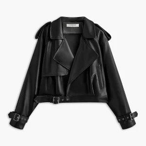 Veste Courte en Simili Cuir Noir | Design Moderne | Style Audacieux