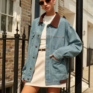 Veste en Jean avec Col Contrasté | Style Décontracté | Look Vintage