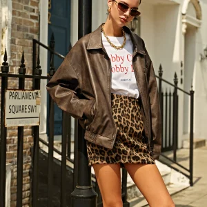 Veste en Cuir Synthétique Marron | Style Urbain & Tendance | Coupe Décontractée