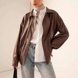 Veste Marron en Simili Cuir | Style Décontracté | Intemporelle et Moderne