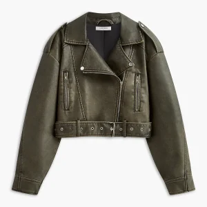 Veste Cropped en Cuir Synthétique | Moderne & Audacieuse | Détails Zippés