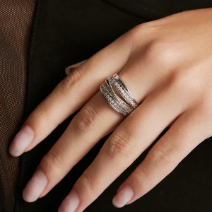 Bague élégante en zircon multicouche