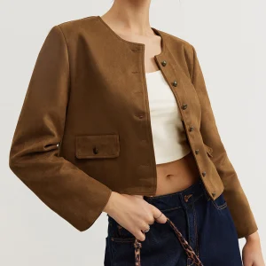 Veste Courte Marron | Minimaliste | Élégante et Légère