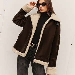 Veste Aviateur Chocolat | Doublure Fausse Fourrure | Style Hivernal