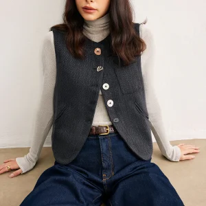 Gilet Sans Manches | Gris Anthracite | Élégance Rétro