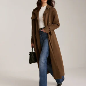 Trench Long Marron | Ceinture Ajustable | Élégance Intemporelle