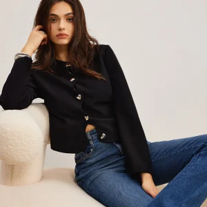 Veste Courte Noire | Boutons Dorés | Élégance Classique