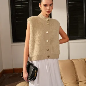 Gilet Sans Manches en Tweed | Élégant et Intemporel | Boutons Dorés