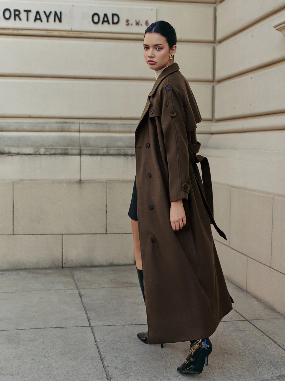 Trench-Coat Long Marron | Élégance Automnale | Ceinture Ajustable – Image 7