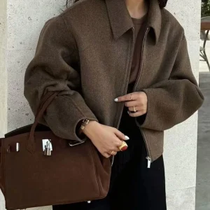 Veste Courte en Laine | Fermeture Zippée | Tons Chaleureux