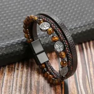 Bracelet en cuir avec boucle magnétique givrée