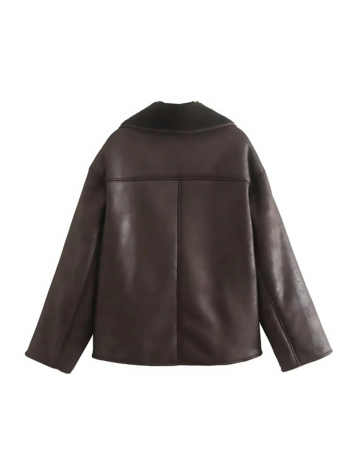 Veste chaude en similicuir à revers – Image 3