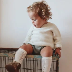 Brassière bébé laine EDGAR crème - tricotée en France