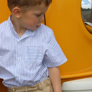 Chemise à rayures - col officier - manches courtes