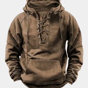 Sweat à Capuche Homme Épais – Hoodie Chaud Style Rétro pour Extérieur et Ville