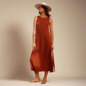 Robe Longue Décontractée – Lacets Latéraux & Style Estival Chic