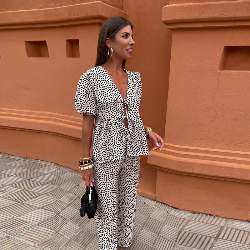 Florésia | Ensemble Deux Pièces Imprimé Fleuri Nœud Devant Chic Eté Pour Femme – Image 2