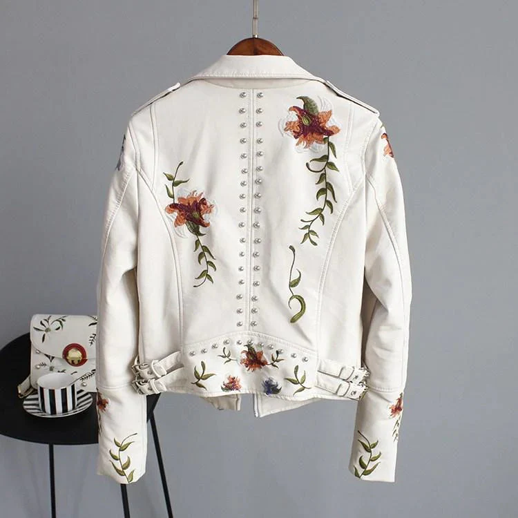 Idaira - Veste En Cuir Avec Broderie De Fleurs – Image 3