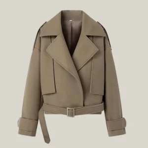 Manteau en laine mélangée à col ceinturé