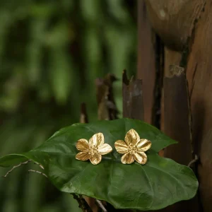 Boucles d'oreilles à clous à motif floral