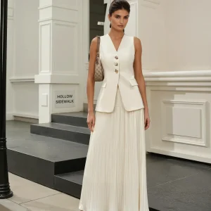 Jupe plissée taille moyenne de style élégant