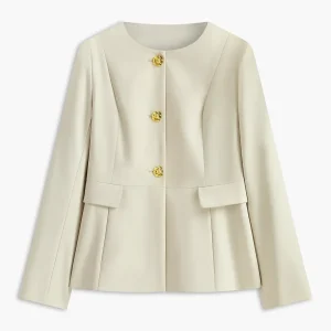 Blazer ras du cou à boutons camélia